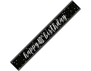 9ft GLITZ BLACK 40TH BIRTHDAY BANNER