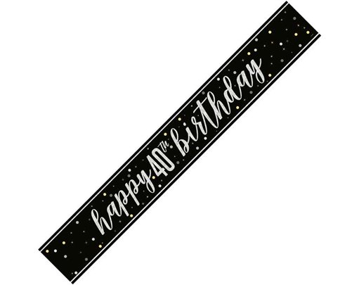 9ft GLITZ BLACK 40TH BIRTHDAY BANNER