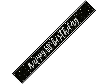 9ft GLITZ BLACK 50TH BIRTHDAY BANNER