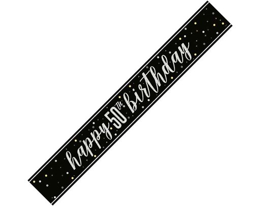 9ft GLITZ BLACK 50TH BIRTHDAY BANNER