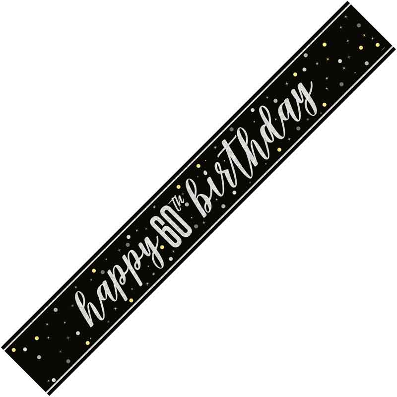 9ft GLITZ BLACK 60TH BIRTHDAY BANNER