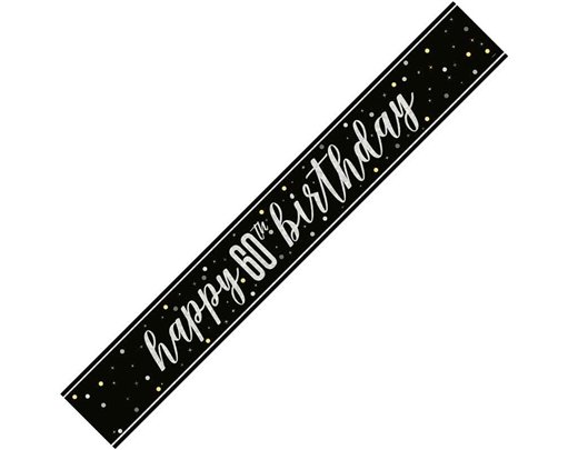 9ft GLITZ BLACK 60TH BIRTHDAY BANNER