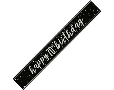 9ft GLITZ BLACK 70TH BIRTHDAY BANNER
