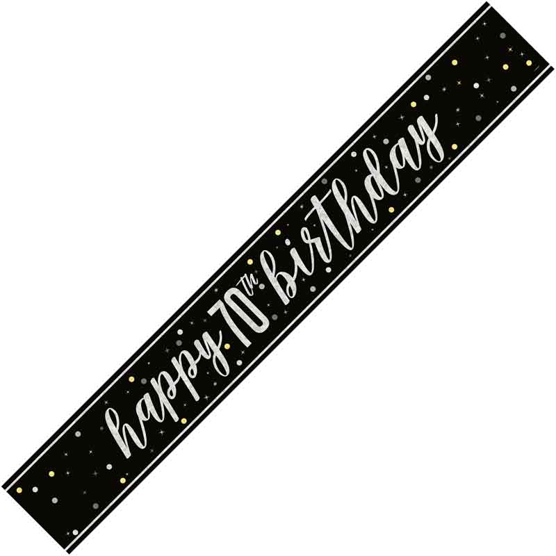 9ft GLITZ BLACK 70TH BIRTHDAY BANNER