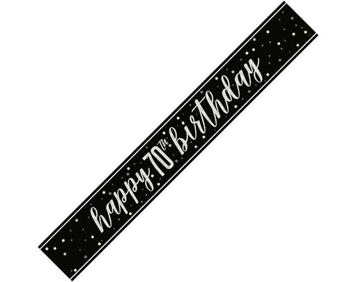 9ft GLITZ BLACK 70TH BIRTHDAY BANNER