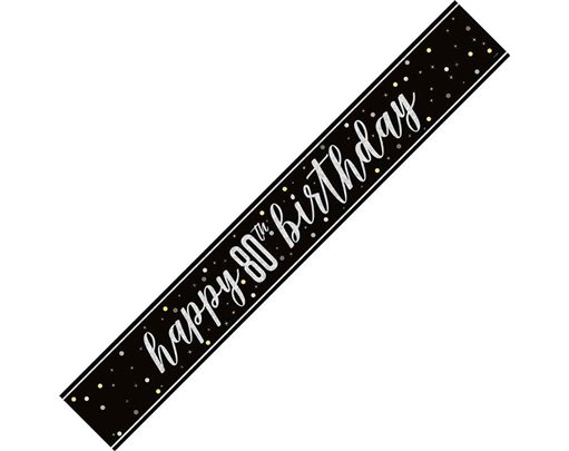 9ft GLITZ BLACK 80TH BIRTHDAY BANNER