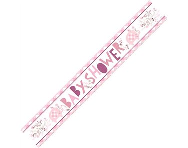 9ft PNK FLORAL ELEPHANT FOIL BANNER