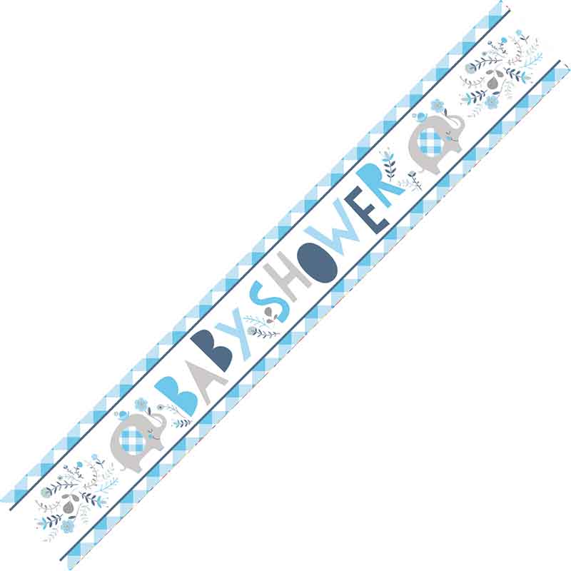 9ft BLUE FLORAL ELEPHANT FOIL BANNER