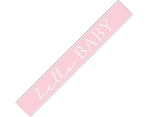 9ft PINK HELLO BABY FOIL BANNER