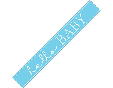 9ft BLUE HELLO BABY FOIL BANNER