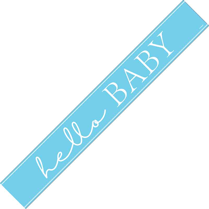9ft BLUE HELLO BABY FOIL BANNER