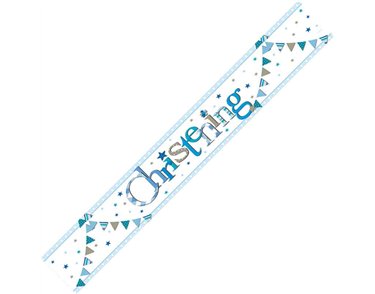 9ft BLUE CHRISTENING BUNTING FOIL BANNER