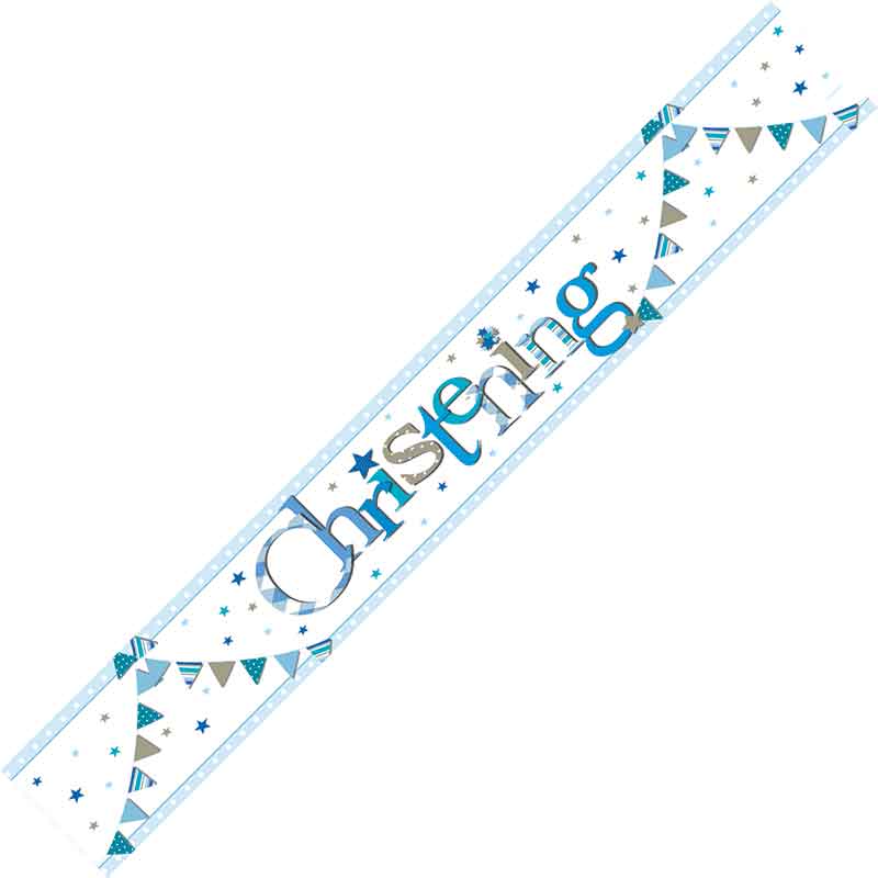9ft BLUE CHRISTENING BUNTING FOIL BANNER