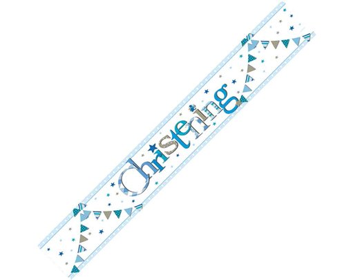 9ft BLUE CHRISTENING BUNTING FOIL BANNER