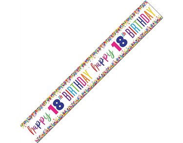 9ft CONFETTI 18TH BIRTHDAY FOIL BANNER
