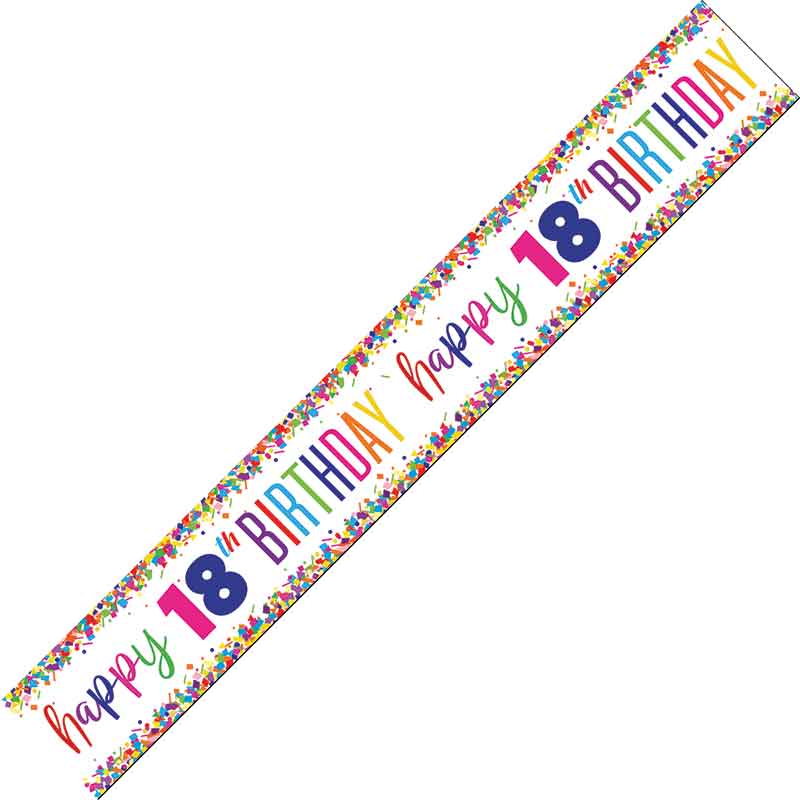 9ft CONFETTI 18TH BIRTHDAY FOIL BANNER