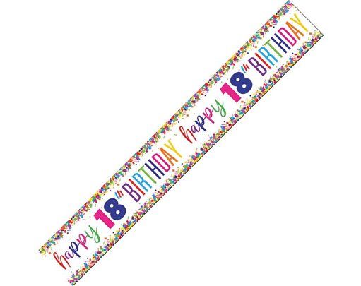9ft CONFETTI 18TH BIRTHDAY FOIL BANNER