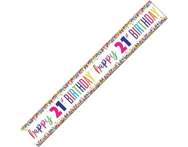 9ft CONFETTI 21ST BIRTHDAY FOIL BANNER