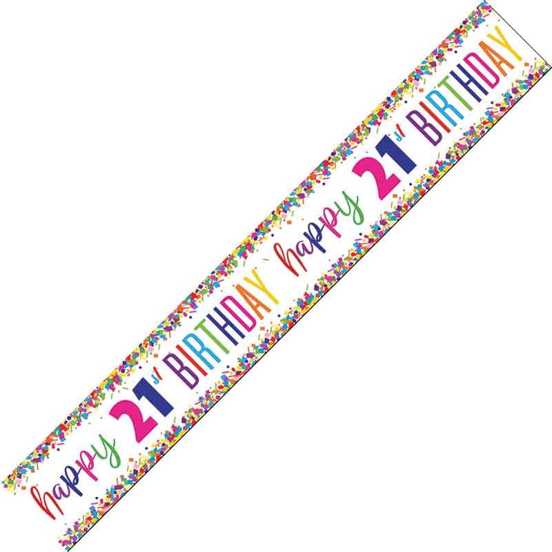9ft CONFETTI 21ST BIRTHDAY FOIL BANNER