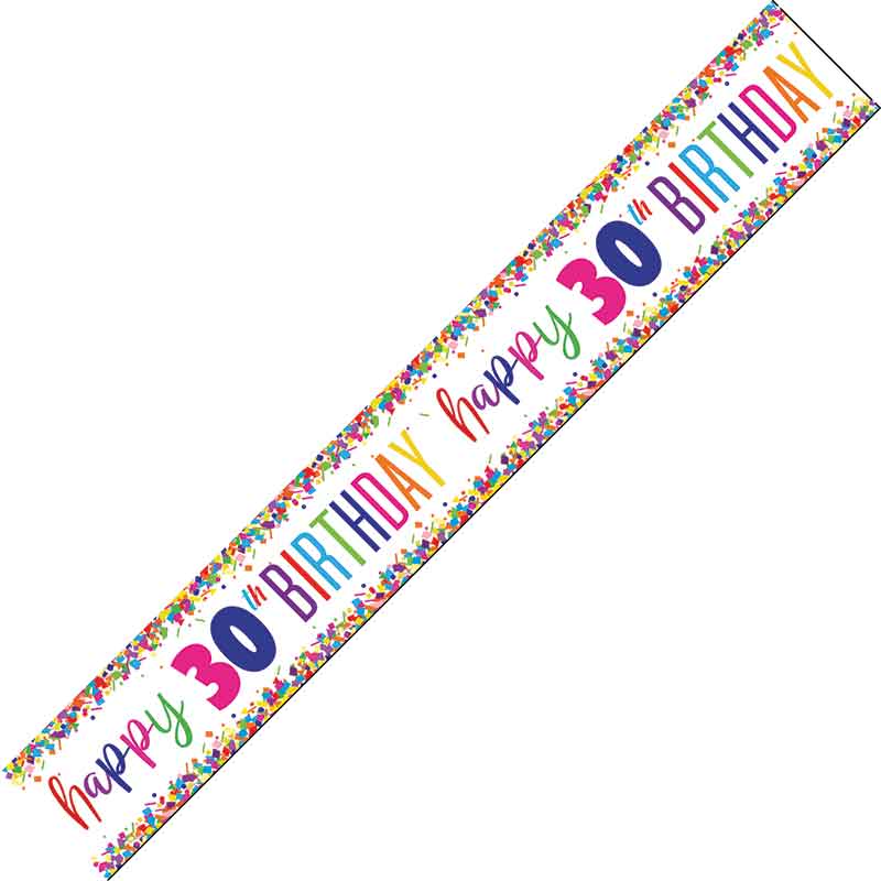 9ft CONFETTI 30TH BIRTHDAY FOIL BANNER