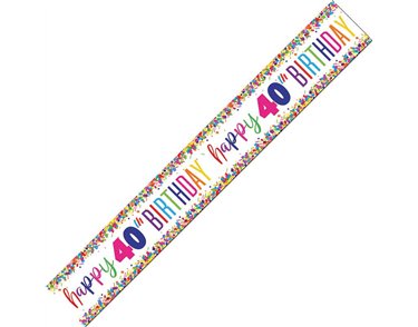 9ft CONFETTI 40TH BIRTHDAY FOIL BANNER