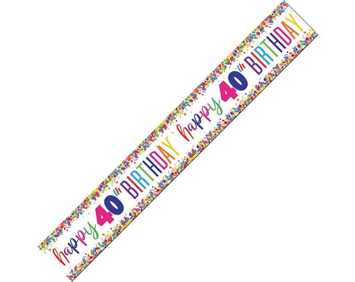 9ft CONFETTI 40TH BIRTHDAY FOIL BANNER