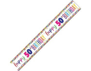 9ft CONFETTI 50TH BIRTHDAY FOIL BANNER