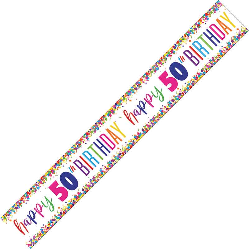 9ft CONFETTI 50TH BIRTHDAY FOIL BANNER