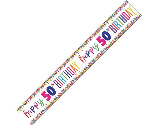 9ft CONFETTI 50TH BIRTHDAY FOIL BANNER