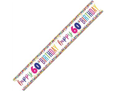 9ft CONFETTI 60TH BIRTHDAY FOIL BANNER