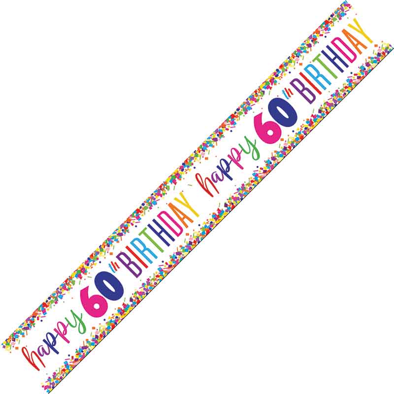 9ft CONFETTI 60TH BIRTHDAY FOIL BANNER