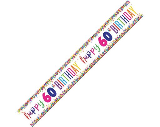 9ft CONFETTI 60TH BIRTHDAY FOIL BANNER