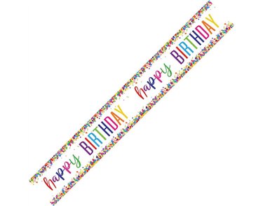 9ft CONFETTI HAPPY BIRTHDAY FOIL BANNER