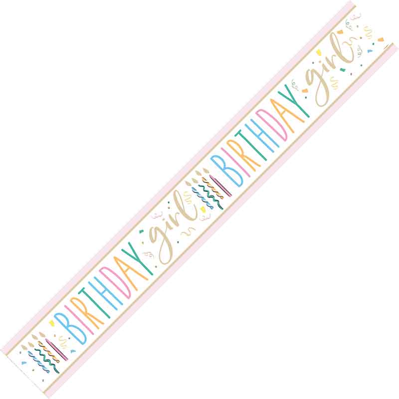 9ft HAPPY BIRTHDAY GIRL FOIL BANNER