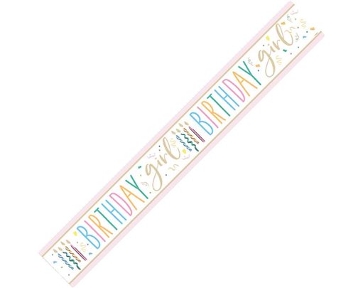 9ft HAPPY BIRTHDAY GIRL FOIL BANNER