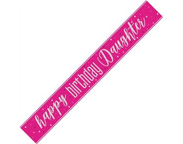 9ft GLITZ PINK DAUGHTER FOIL BANNER