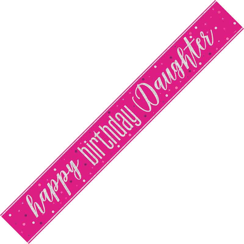 9ft GLITZ PINK DAUGHTER FOIL BANNER