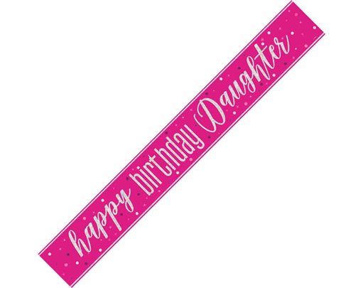 9ft GLITZ PINK DAUGHTER FOIL BANNER