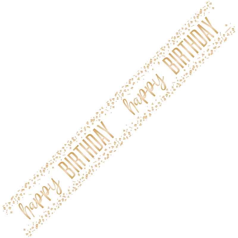 9ft HAPPY BIRTHDAY CONFETTI GOLD FOIL BANNER