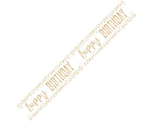 9ft HAPPY BIRTHDAY CONFETTI GOLD FOIL BANNER