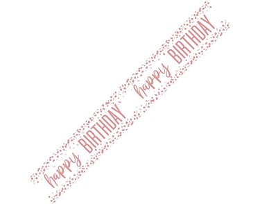 9ft HAPPY BIRTHDAY CONFETTI ROSE GOLD FOIL BANNER