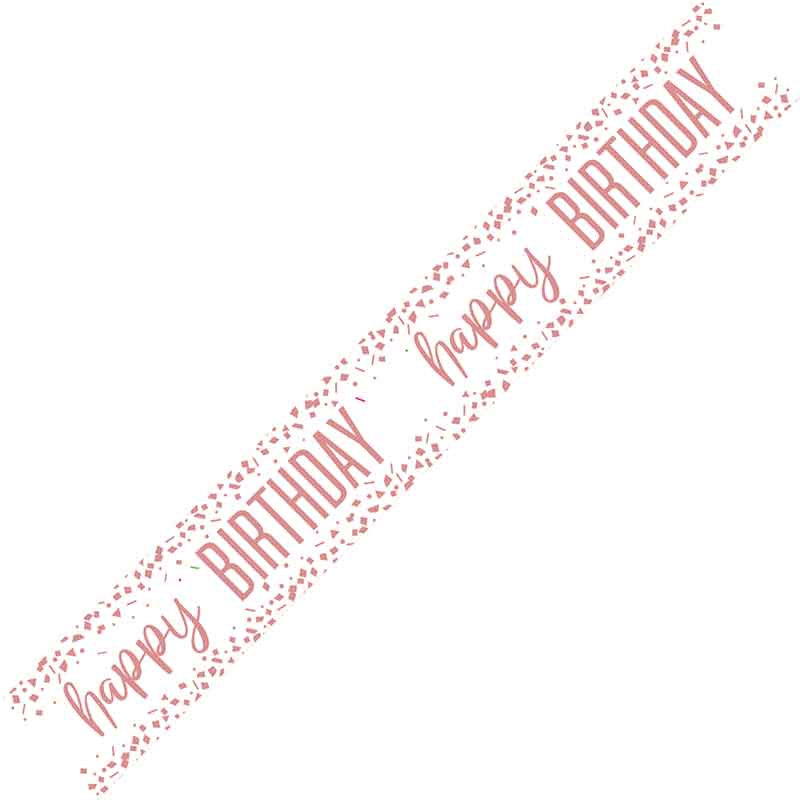 9ft HAPPY BIRTHDAY CONFETTI ROSE GOLD FOIL BANNER