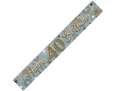 9FT 40TH BIRTHDAY HOLOGRAPHIC BANNER