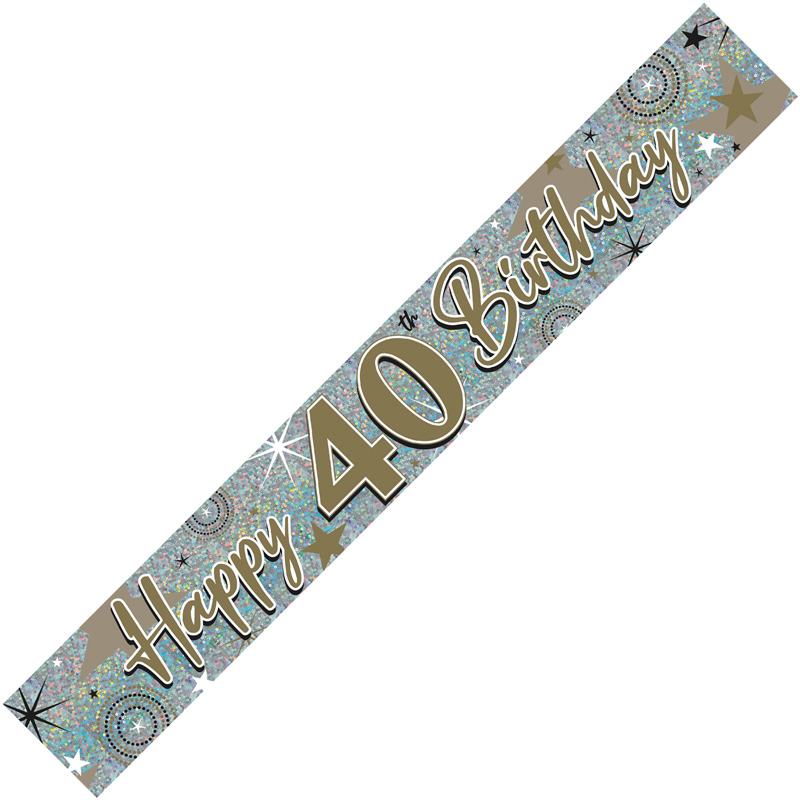 9FT 40TH BIRTHDAY HOLOGRAPHIC BANNER