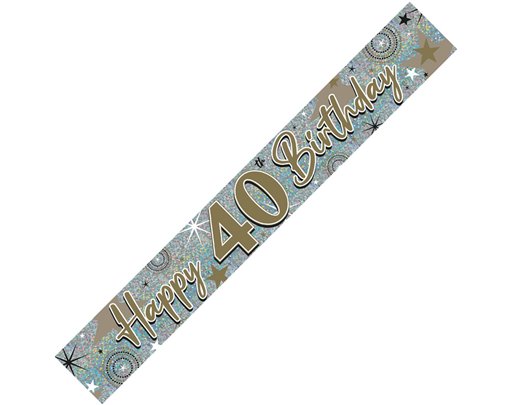9FT 40TH BIRTHDAY HOLOGRAPHIC BANNER