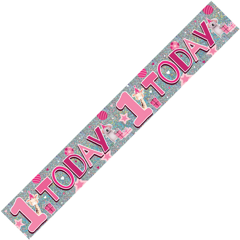 9FT 1 TODAY BIRTHDAY GIRL HOLOGRAPHIC BANNER