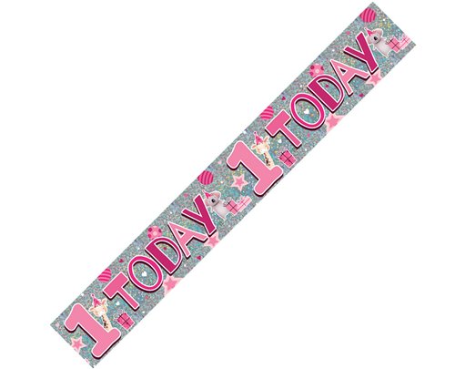 9FT 1 TODAY BIRTHDAY GIRL HOLOGRAPHIC BANNER