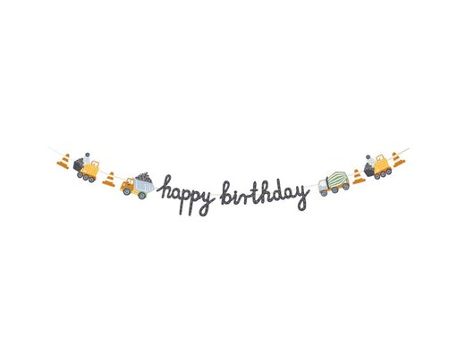 2m CONSTRUCTION VEHICLES HAPPY BIRTHDAY BANNER