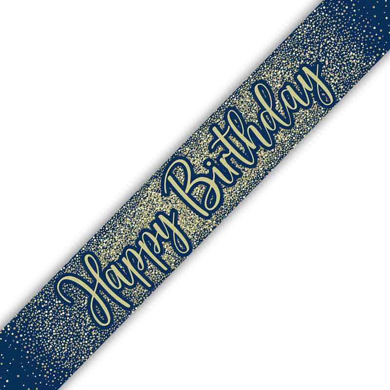 9ft HAPPY BIRTHDAY NAVY AND GOLD BANNER