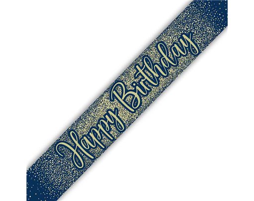 9ft HAPPY BIRTHDAY NAVY AND GOLD BANNER